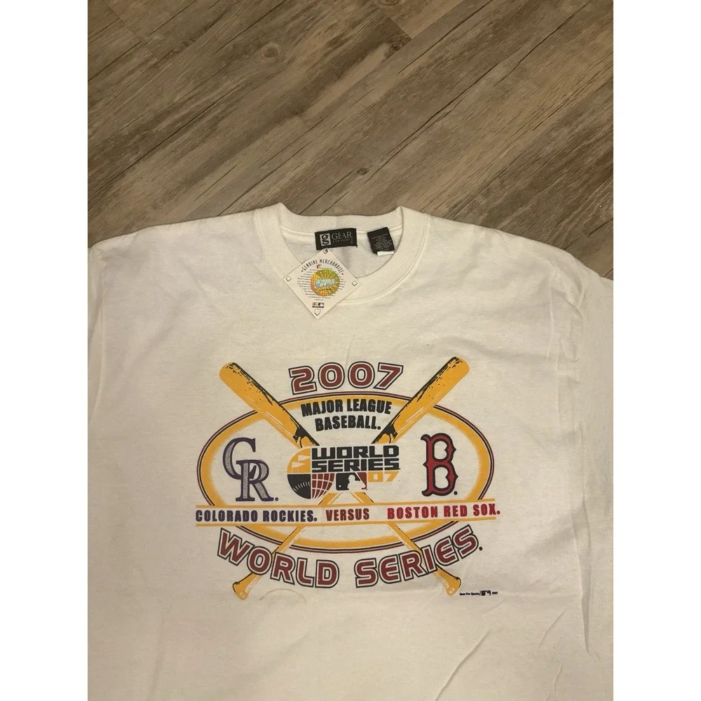 Vintage 2007 World Series Boston Red Sox vs Colorado Rockies T-Shirt‎ White NWT